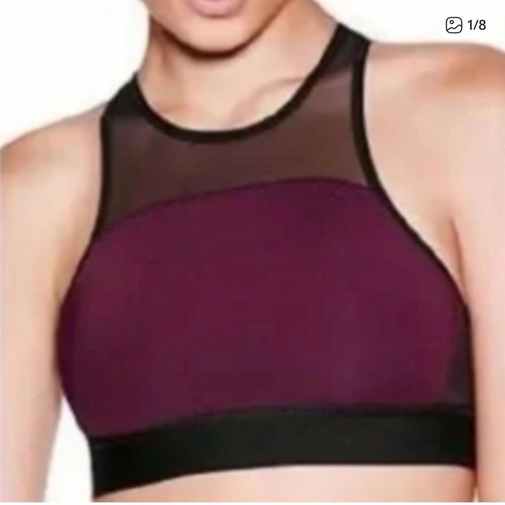 NWOT Pink by Victoria’s Secret burgundy crop top/sports bra size S